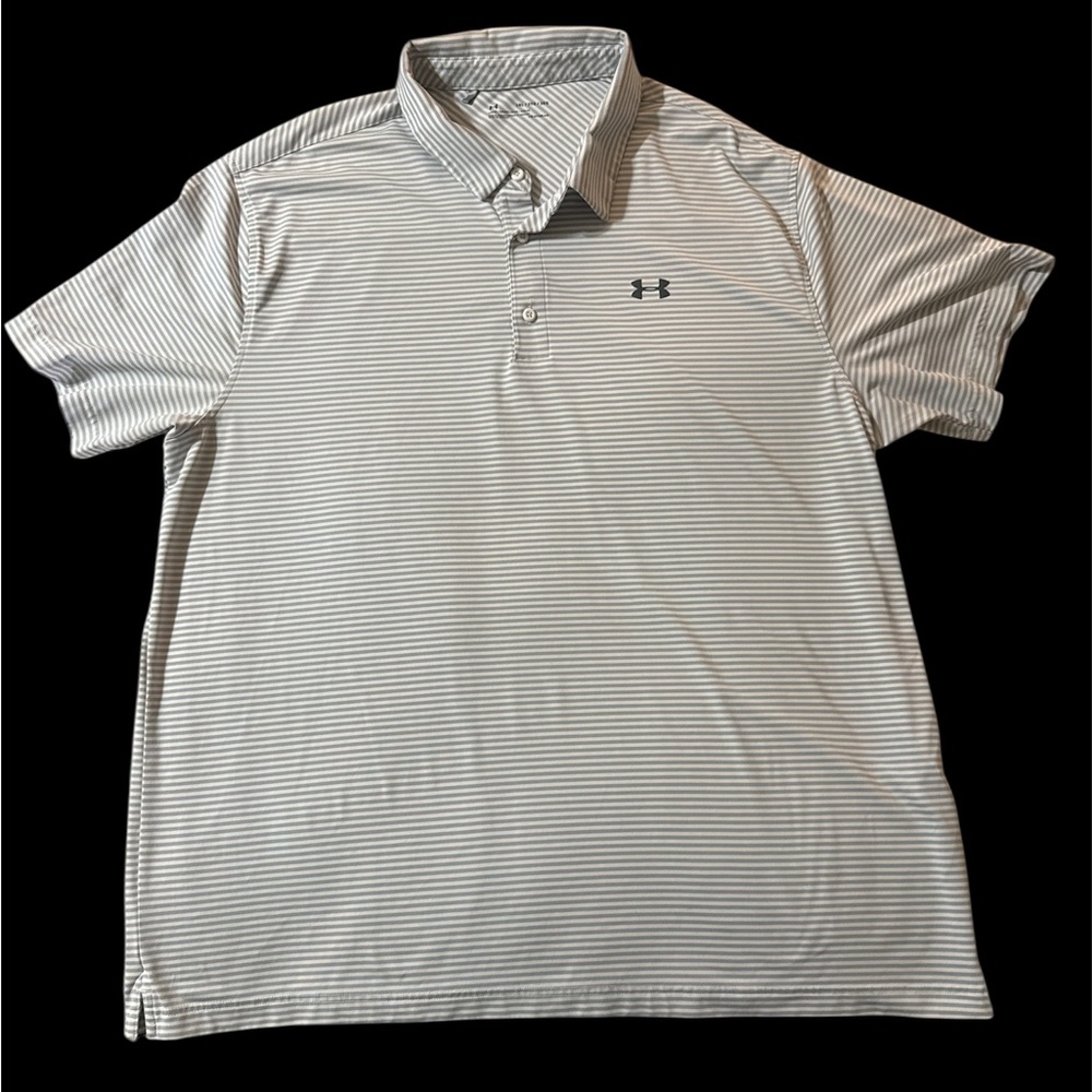 Under Armour 3XL Men's Striped Polo Shirt - Gray